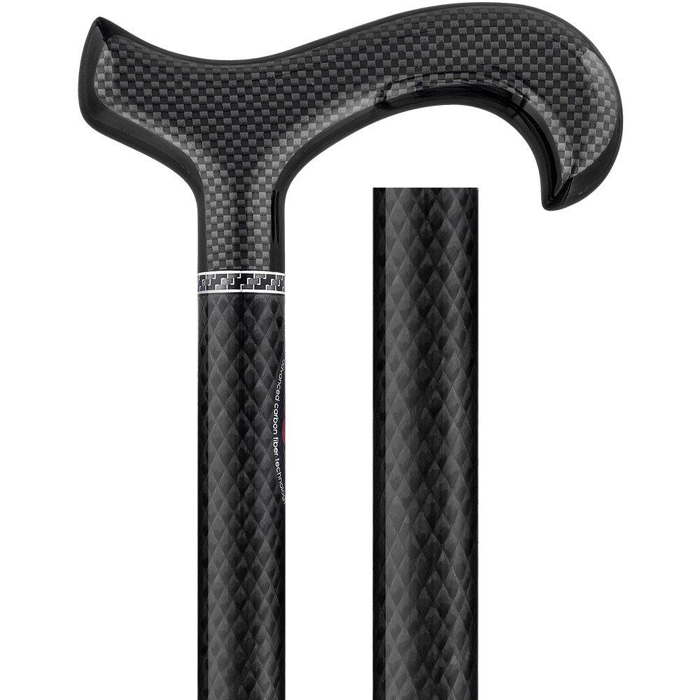 Scratch and Dent Triple Wound Carbon Fiber Black Derby Walking Cane w/Collar V1272 Perfect