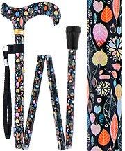 Scratch and Dent Autumn Leaves Folding Adjustable Derby Walking Cane with Engraved Collar V1473 Cheap Newest