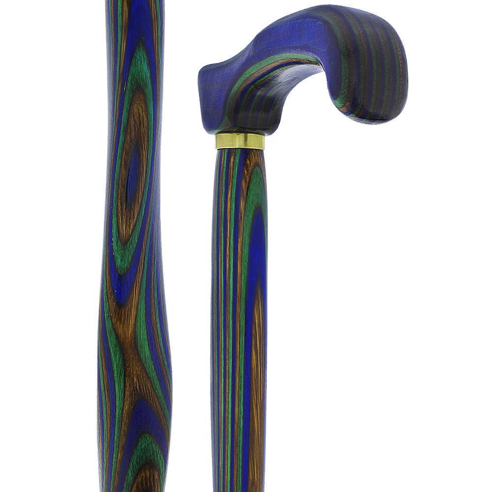 Scratch and Dent Green Blue and Brown Colortone Classic Derby Handle Walking Cane With laminate Birchwood Shaft V2207 Geniue Stockist Cheap Online