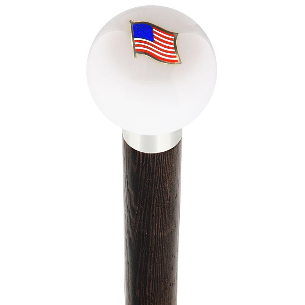 USA Flag White Round Knob Cane w/ Custom Wood Shaft & Collar In China Cheap Online