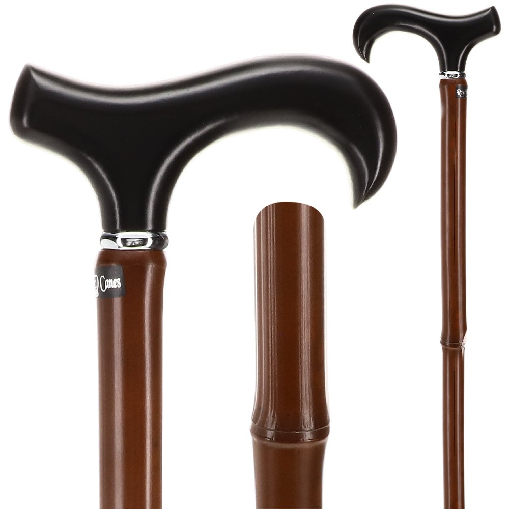 Bamboo Shaft Cane: Elegant Design, Black Beechwood Derby Under 70 Dollars