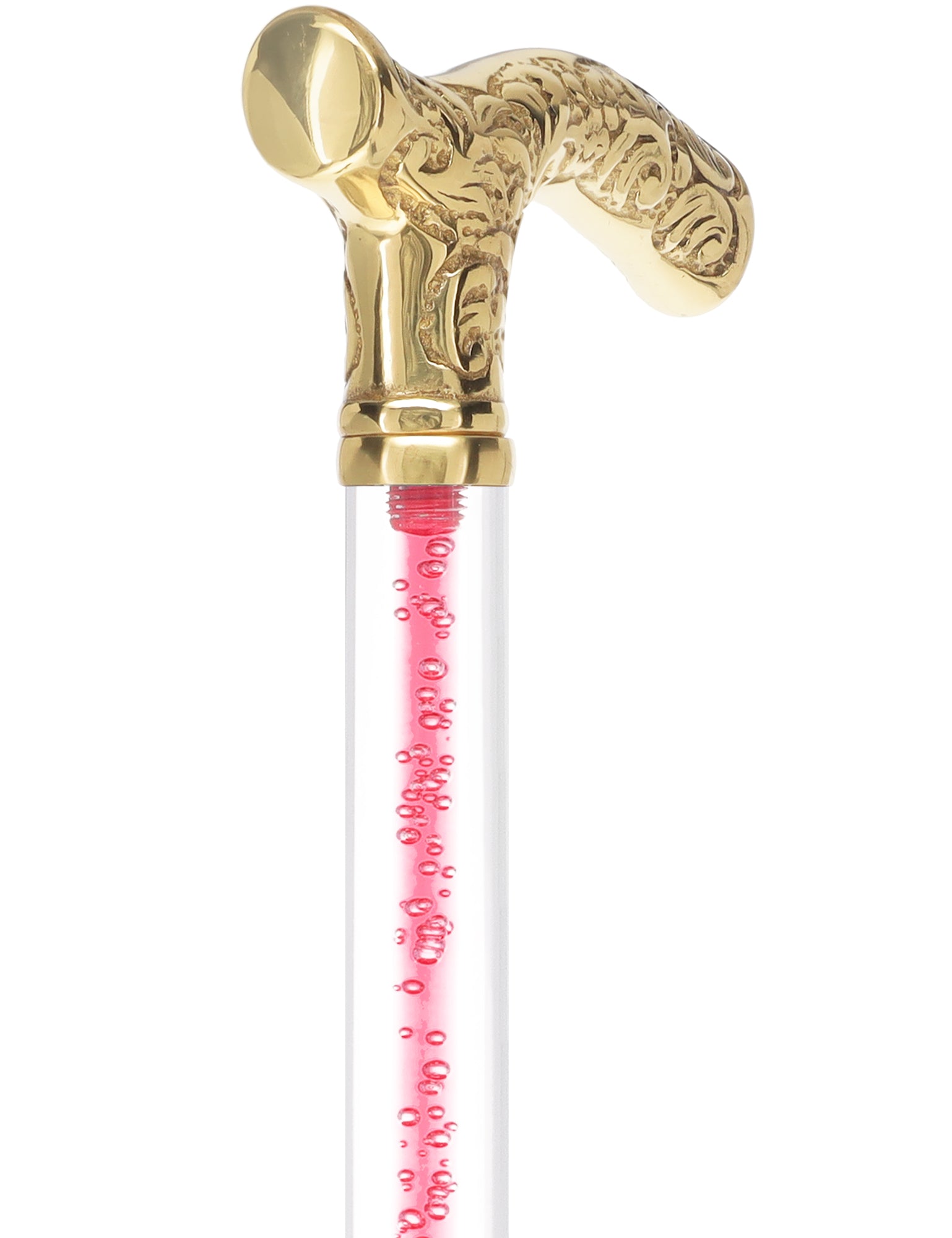 Color Crystal Elegance Brass Fritz Cane with Invisible Acrylic Shaft Options Buy Cheap Discount