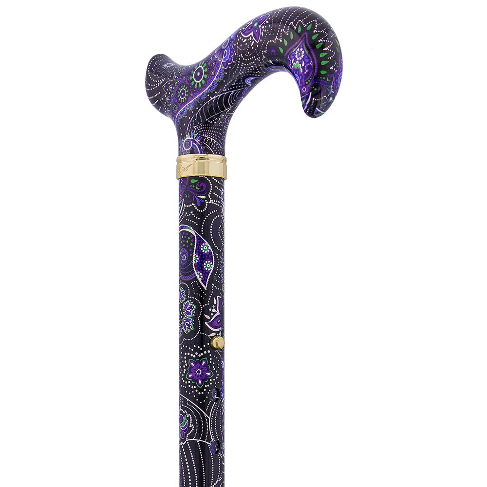 Scratch and Dent Purple Majesty Adjustable Folding Designer Derby Cane with Retractable Ice tip V2227 Visit New Sale Online