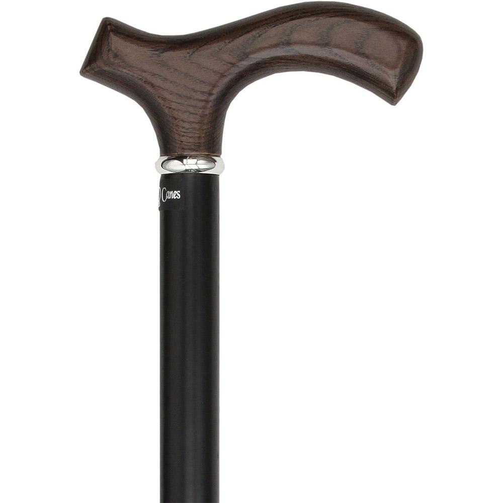 Scratch & Dent Black Ash Fritz Walking Cane With Black Beechwood Shaft and Silver Collar V1488 Sale Good Selling