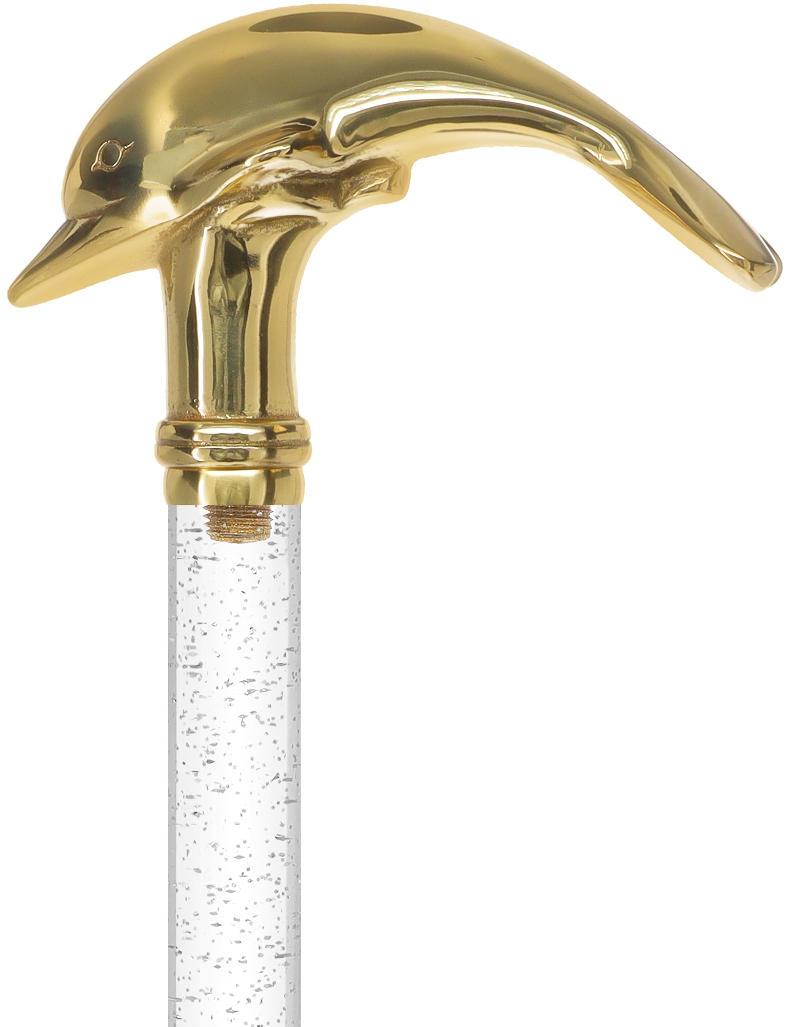 Crystal Elegance Brass Dolphin Cane with Invisible Acrylic Shaft Options Discount Authentic Online