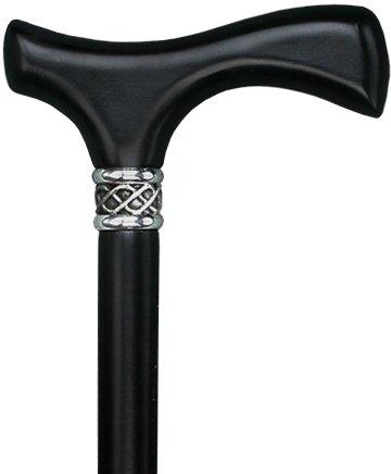Scratch & Dent Slim Line Fritz Walking Cane With Black Beechwood Shaft and Braided Pewter Collar V1363 Amazing Pice Cheap Online