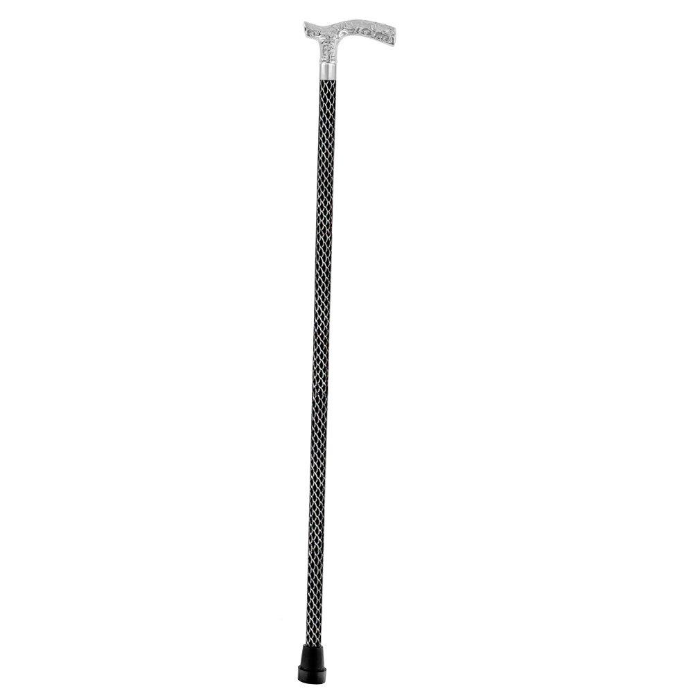 Scratch and Dent Chrome Fritz Handle Walking Cane w/ Black Adjustable Laser Etched Shaft V2117 Cheap Sale Marketable