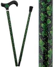 Scratch & Dent Lucky 4-Leaf Clover - Folding Carbon Fiber Derby Walking Cane - 2 Piece V1376 Outlet Store Cheap Pice