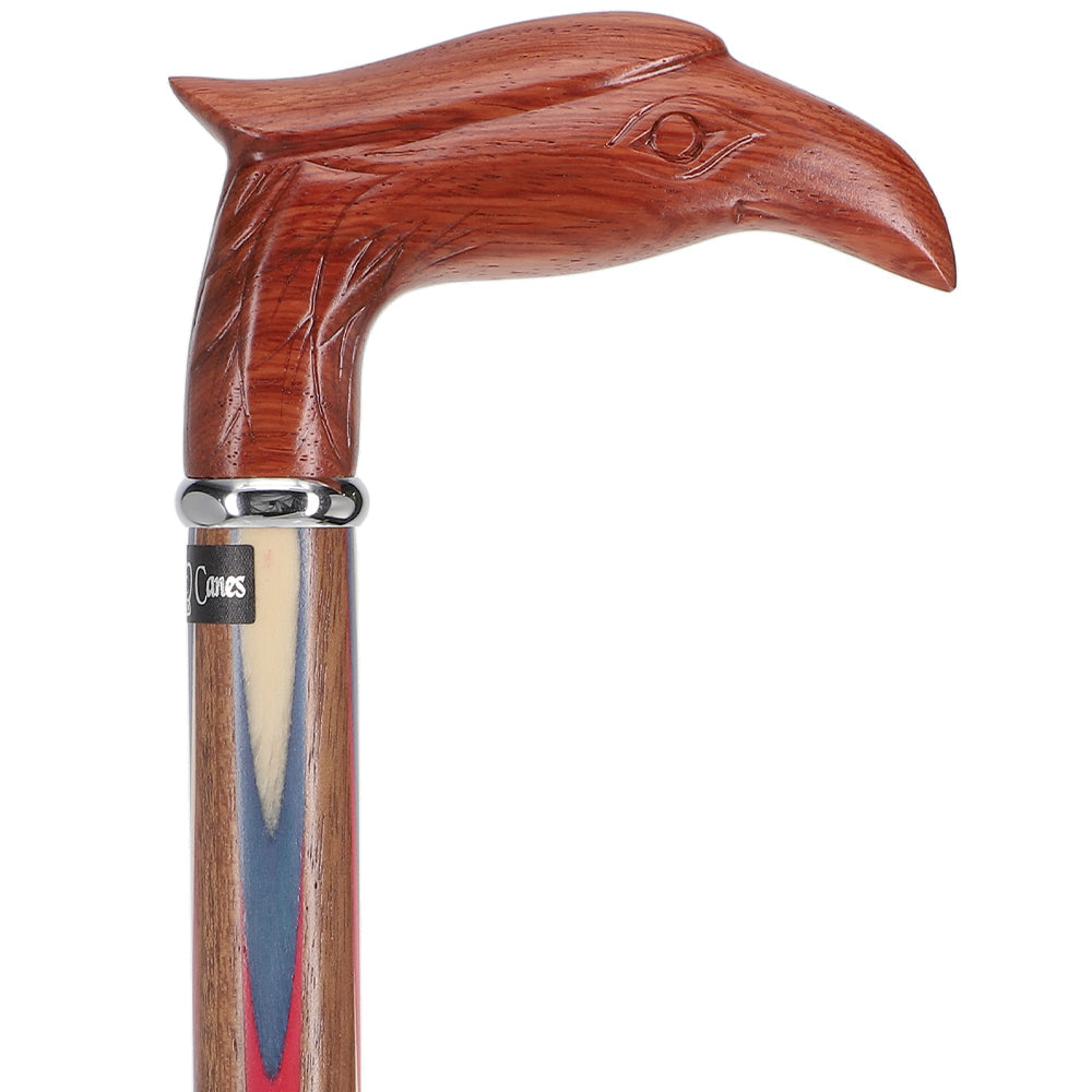 Scratch and Dent Colors Don't Run Eagle Handle Walking Cane With Inlaid Ovangkol Shaft and Silver Collar V2169 Outlet 100% Original