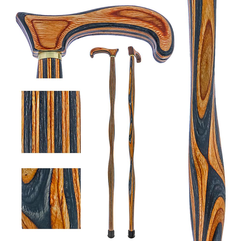 USA-Made Twisted Denim & Oak Cane: Unique Colorwood Laminate Tumblr Cheap Pice