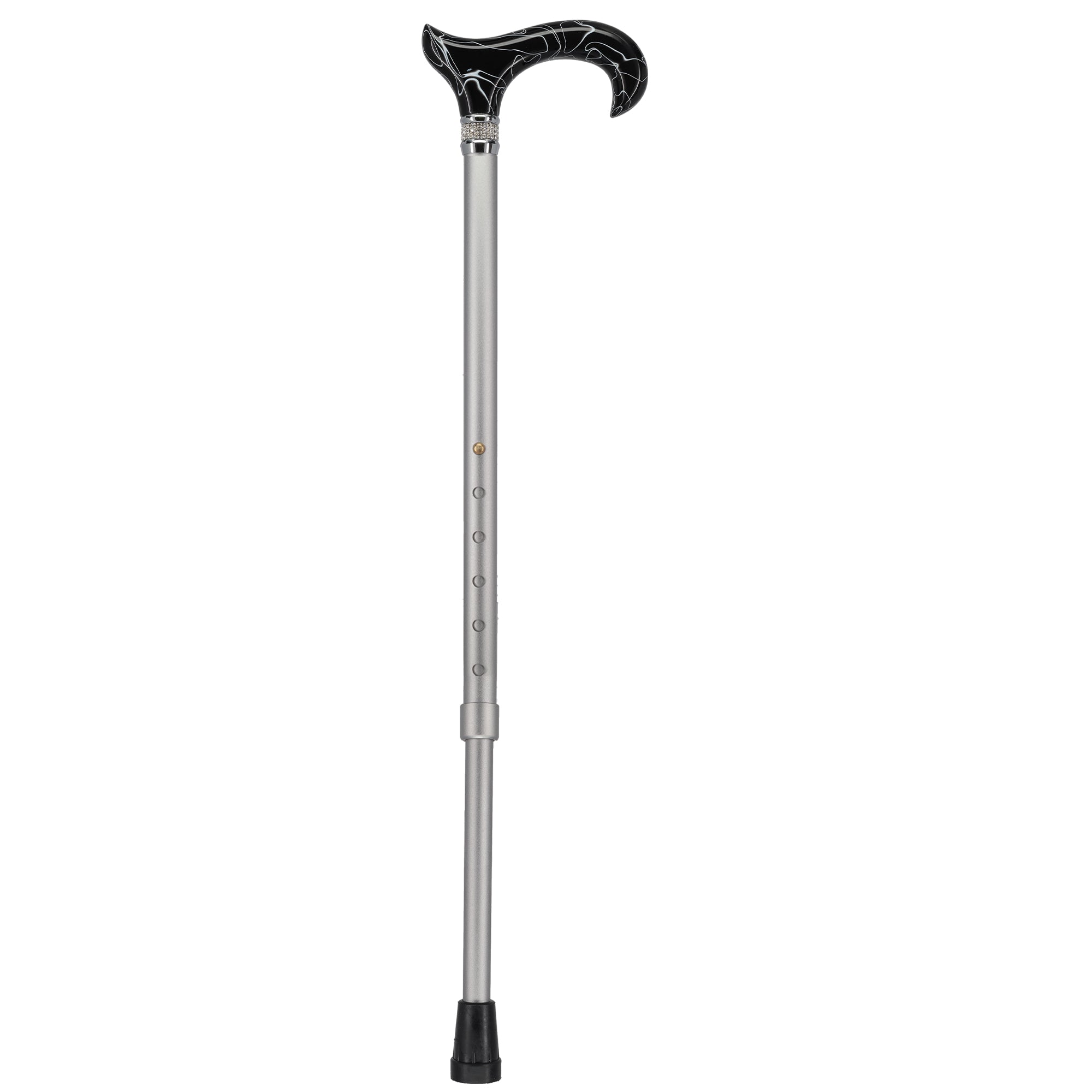 Scratch and Dent Black Marble Designer Derby Handle Walking Cane w/ Rhinestone Collar V2158 Free Shipping Pices