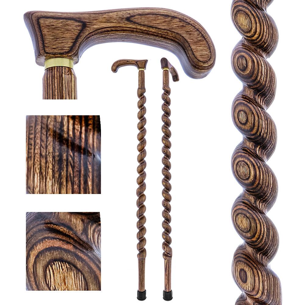 USA-Made Twisted Spiral Cane: Brown Durable Colorwood Laminate Discount For Cheap