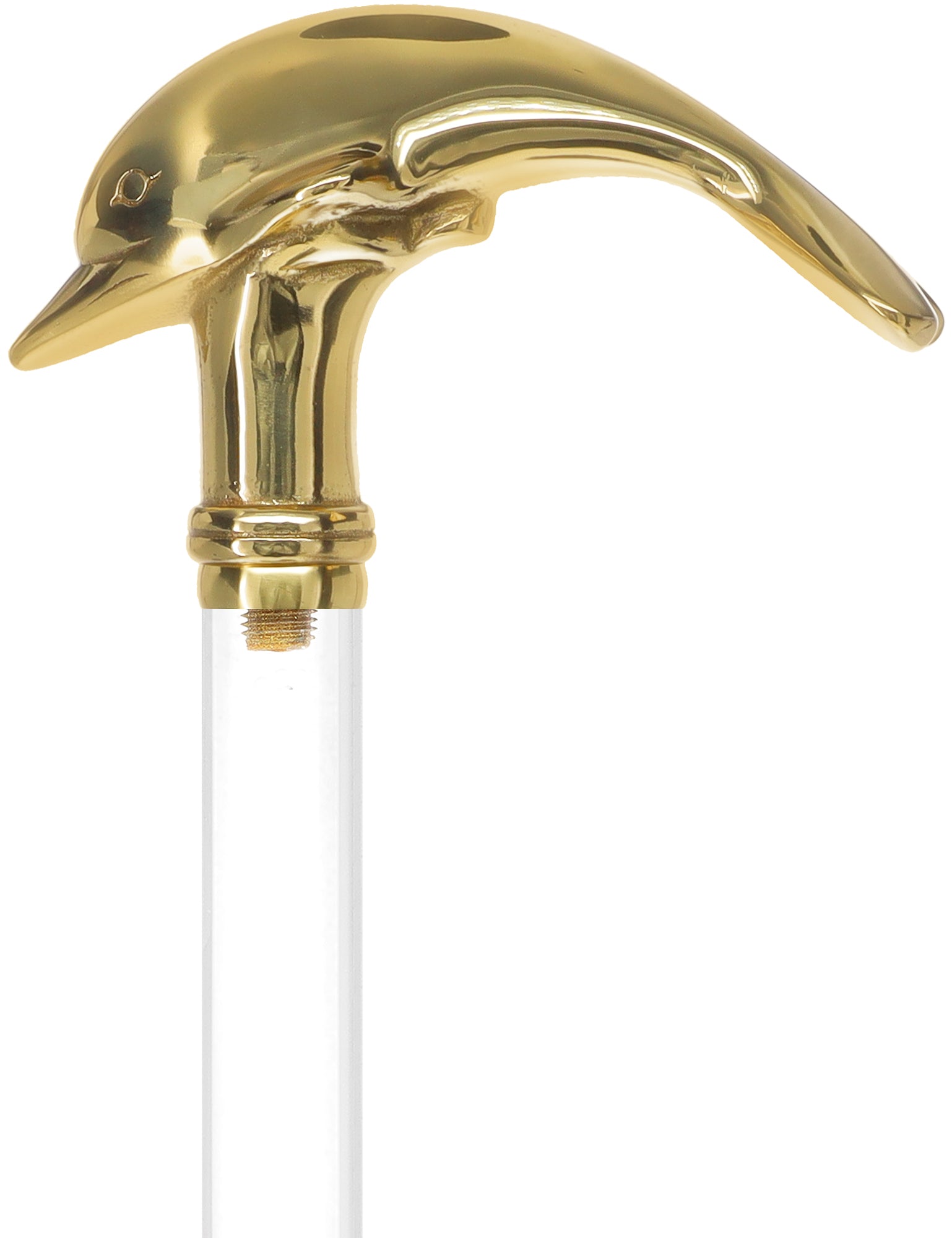 Crystal Elegance Brass Dolphin Cane with Invisible Acrylic Shaft Options Discount Authentic Online