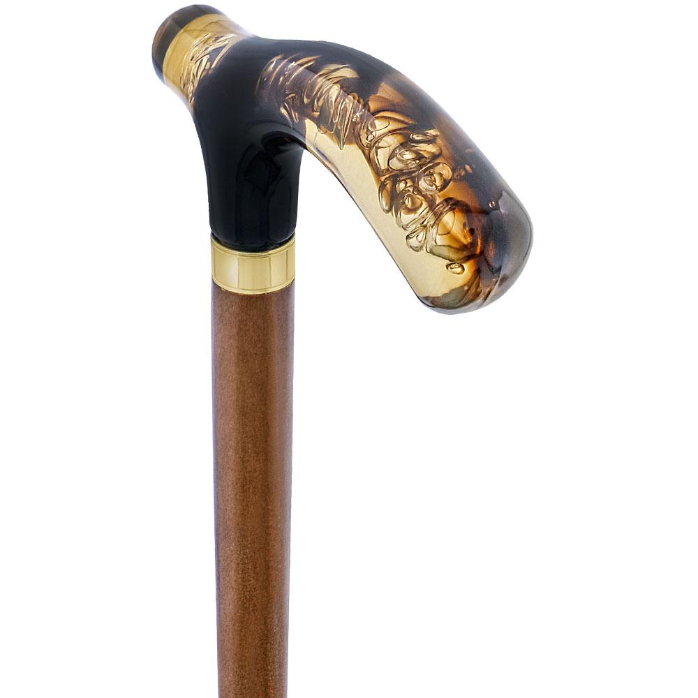 Scratch and Dent Brown and Clear Acrylic Bubble Handle Cane w/ Ovangkol Shaft & Gold Collar V3153 Clearance Explore