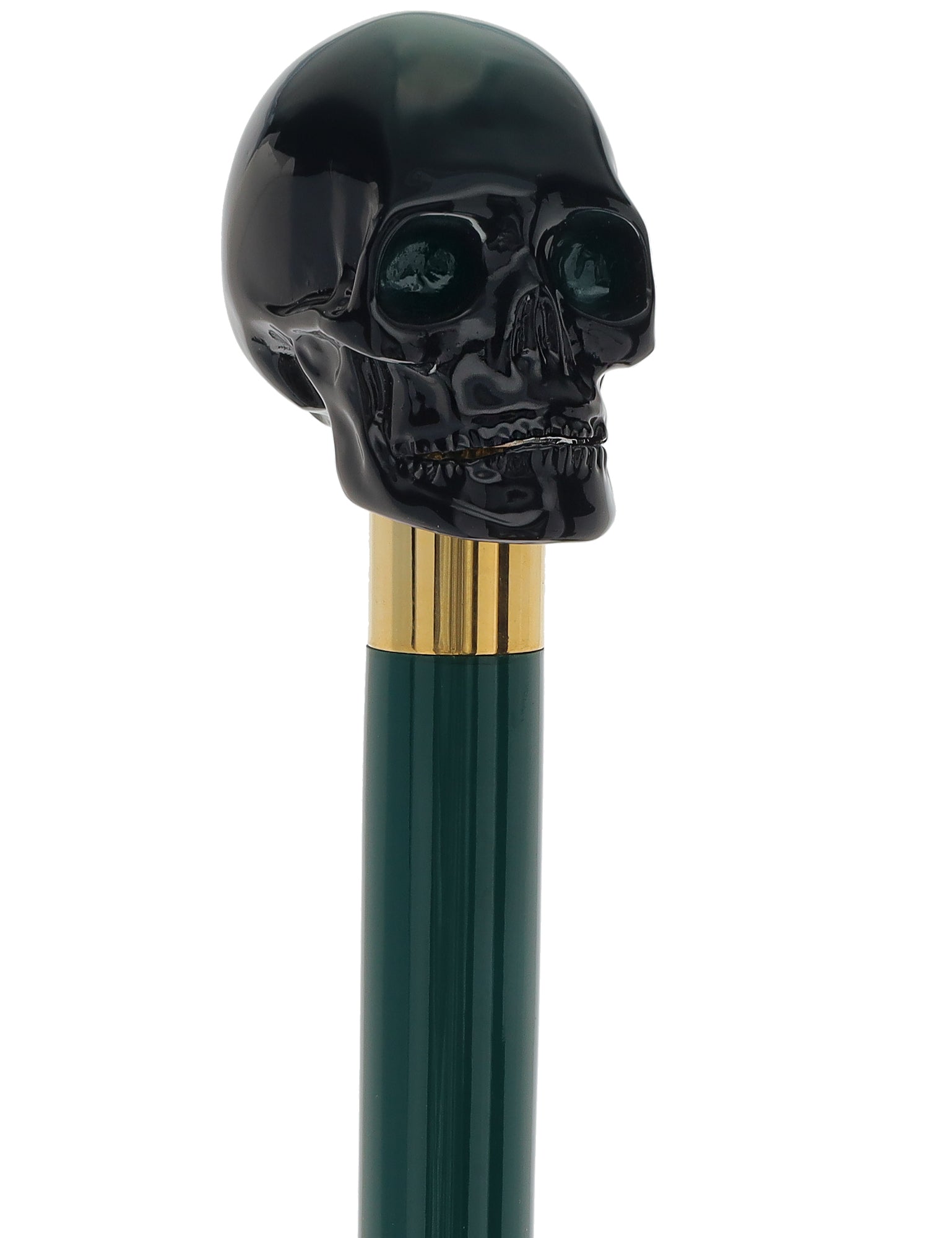 Shaded Green Skull Walking Stick with Green Beech wood shaft Visit New Online