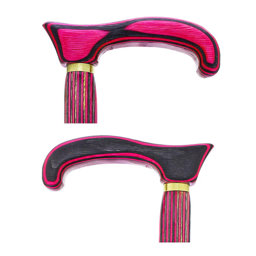 USA-Made Twisted Spiral Cane: Pink & Black Vibrant Laminate 100% Authentic