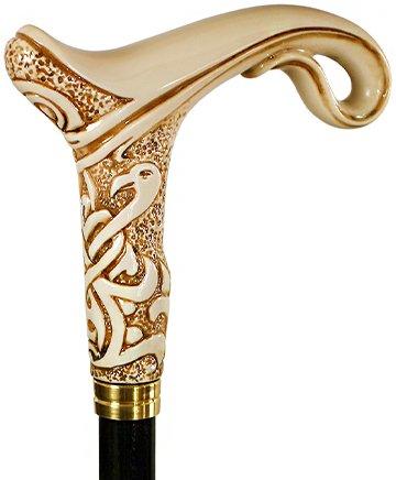 Scratch and Dent Magic Scroll in Ivory Walking Cane w/ Wood Shaft & Brass Collar V2377 Tumblr Sale Online