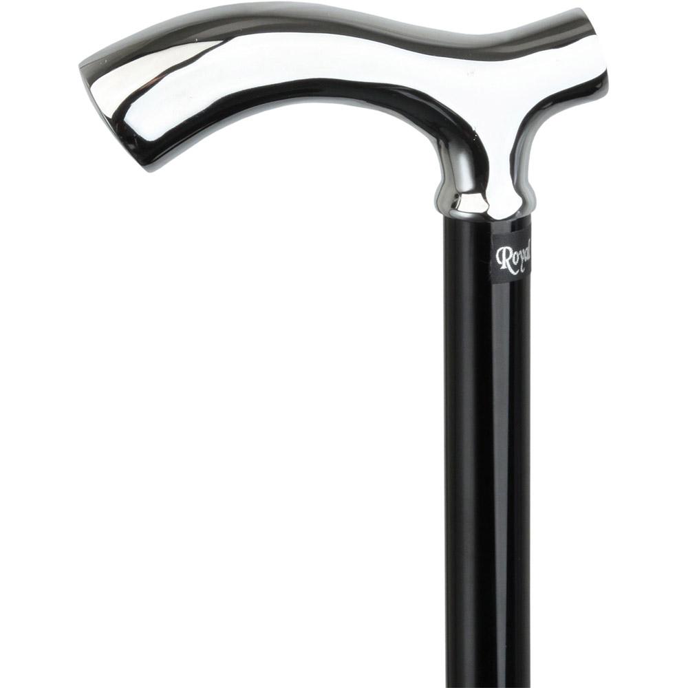 Scratch & Dent Chrome Plated Slim Line Fritz Walking Cane With Folding, Adjustable Black Aluminum Shaft V1806 Clearance Best