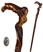 Crying Mermaid Artisan Intricate Detail Hand-Carved Cane Discount Exclusive