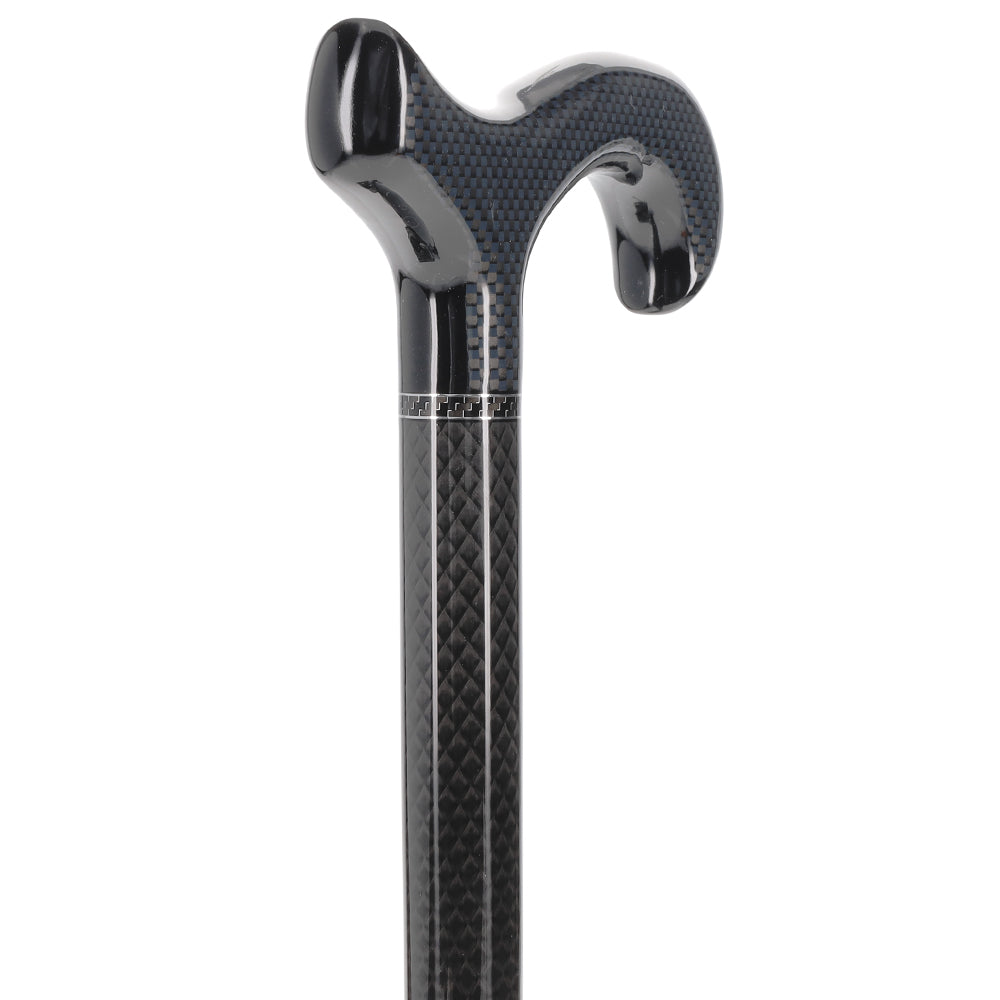 Extra Tall Black Carbon Fiber Derby Cane - Triple Wound Discount Supply