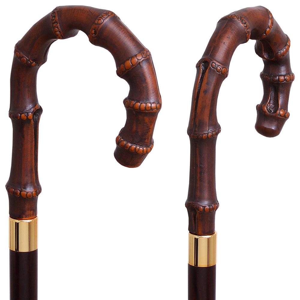 Bamboo Crook Imitation Wood Handle Cane Italian Handle w/ Custom Shaft & Collar Outlet Big Discount