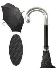 Silver 925r Tourist Handle Black Pinstriped Umbrella Walking Cane Cheap Sale Manchester