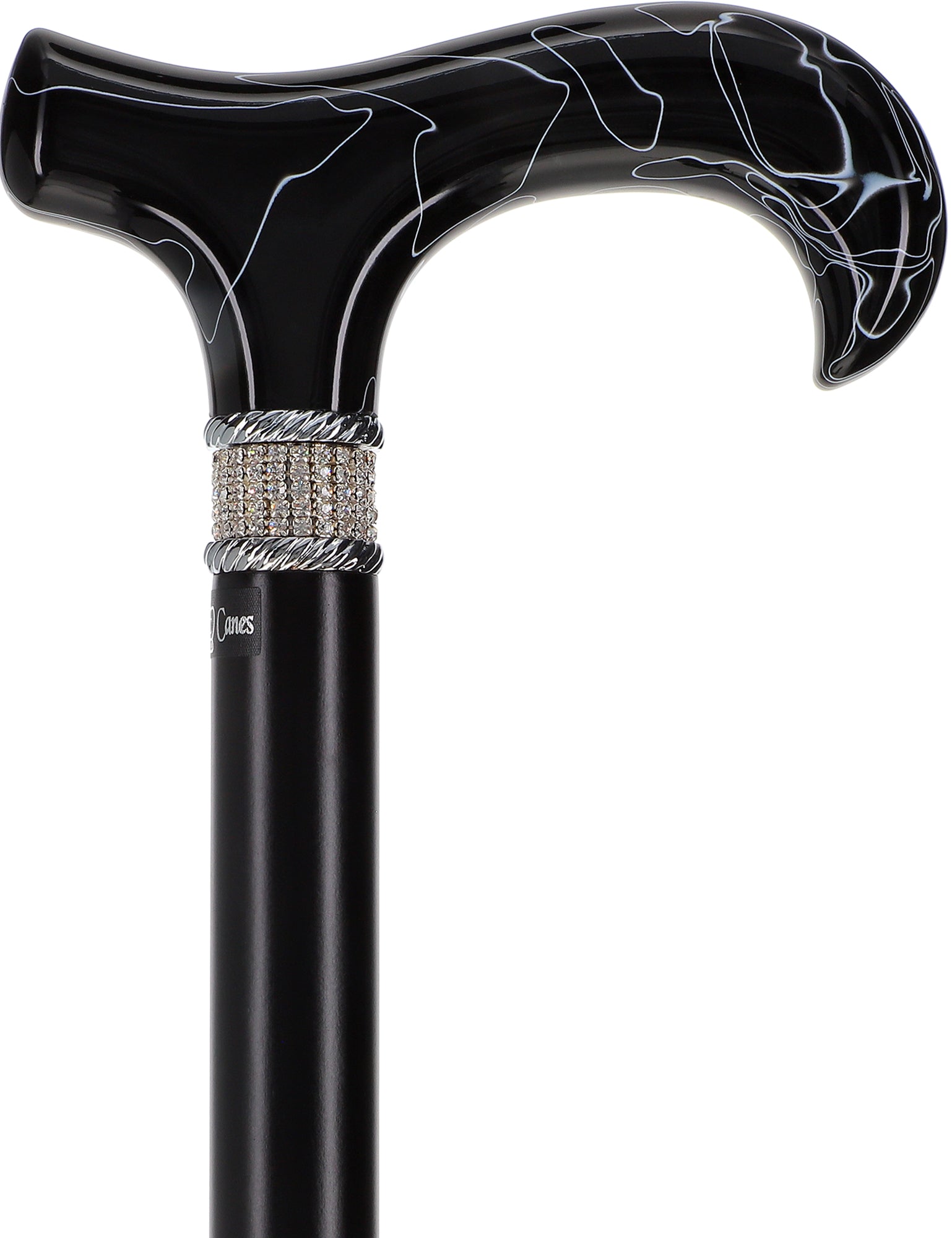 Extra Long Black Designer Cane: Rhinestones, Pearlescent Handle Manchester Cheap Pice