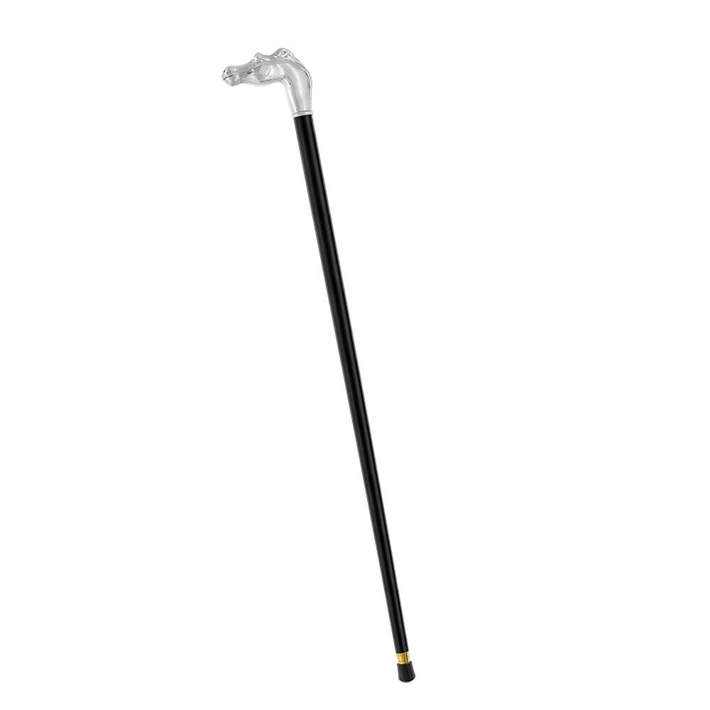 Scratch & Dent Silver 925r Horse Walking Cane with Black Beechwood Shaft and Collar V1837 Clearance Pictures