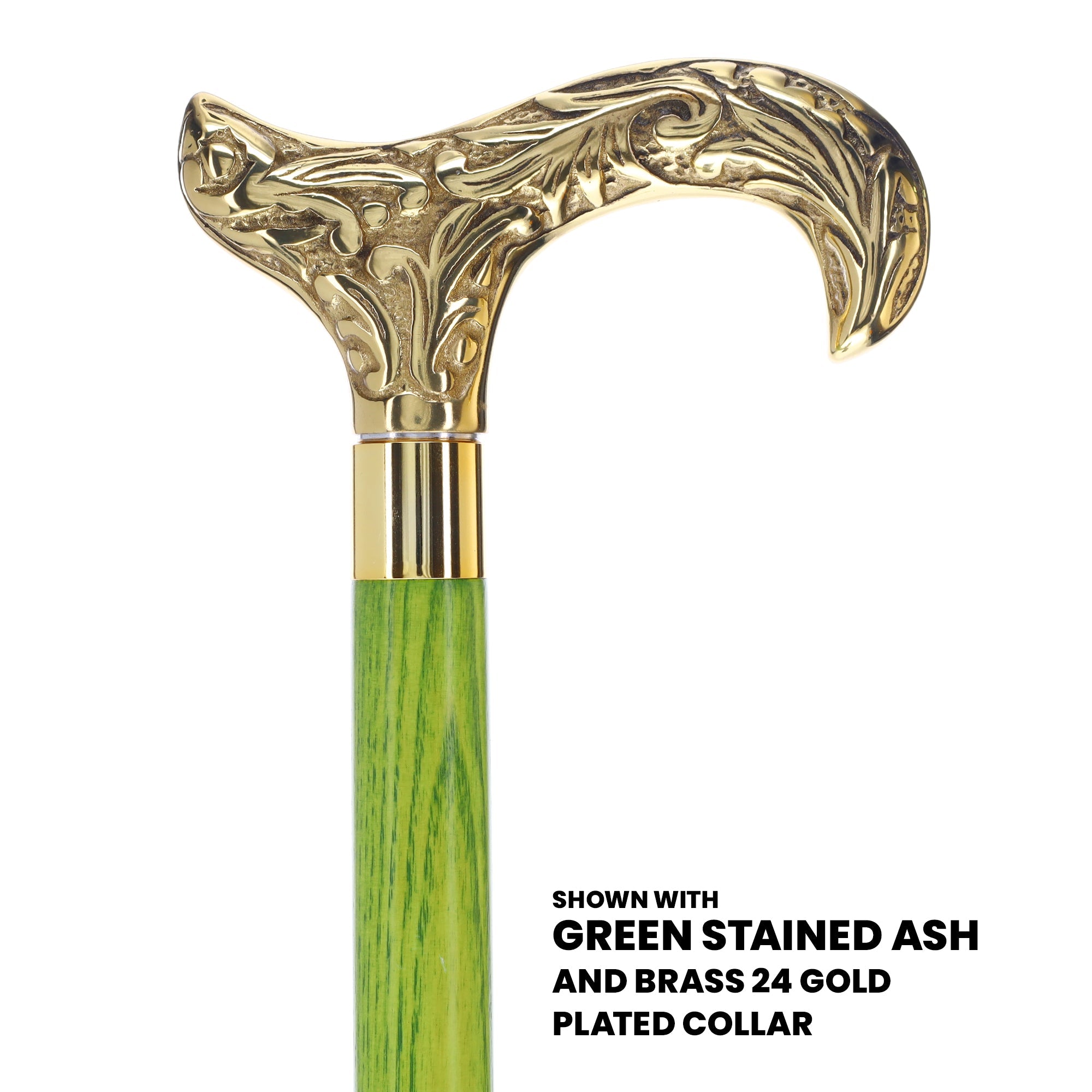 Scratch and Dent Brass Derby Handle Walking Cane w/ Blue Ash Shaft & Brass Gold Collar V2139 Free Shipping Online