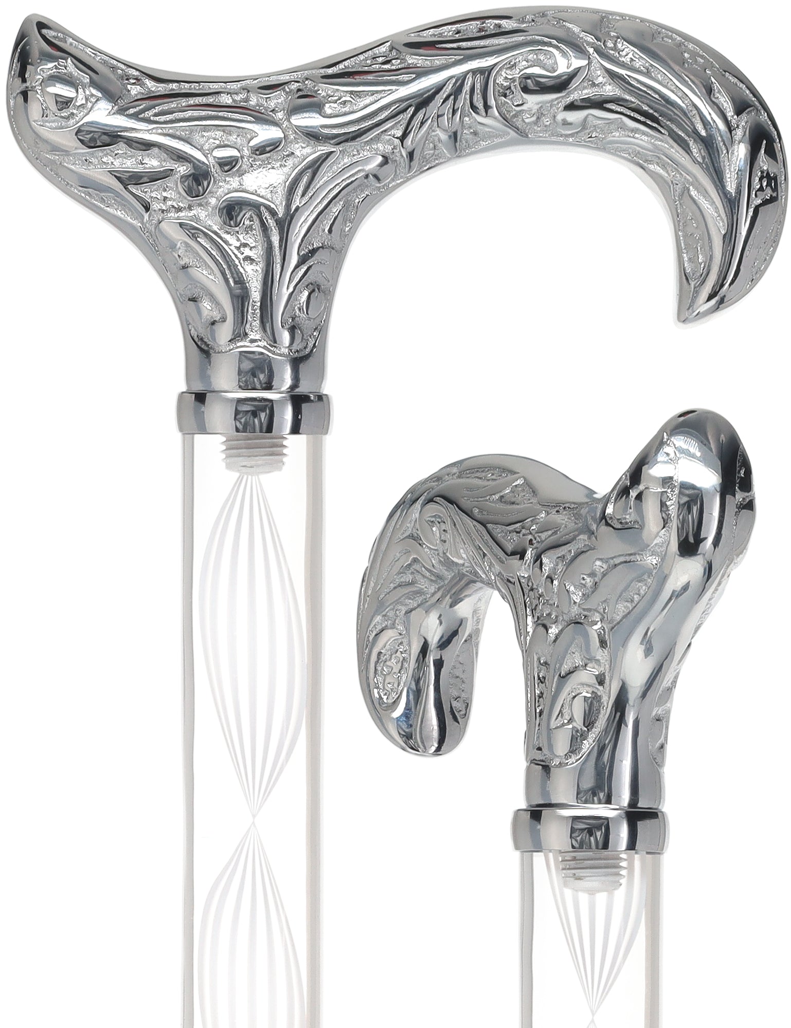 Crystal Elegance Chrome Derby Cane with Invisible Acrylic Shaft Options Latest Collections Online