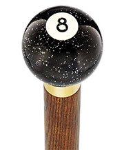 8 Ball Black Sparkle Round Knob Cane w/ Custom Color Ash Shaft & Collar Cheap Finishline