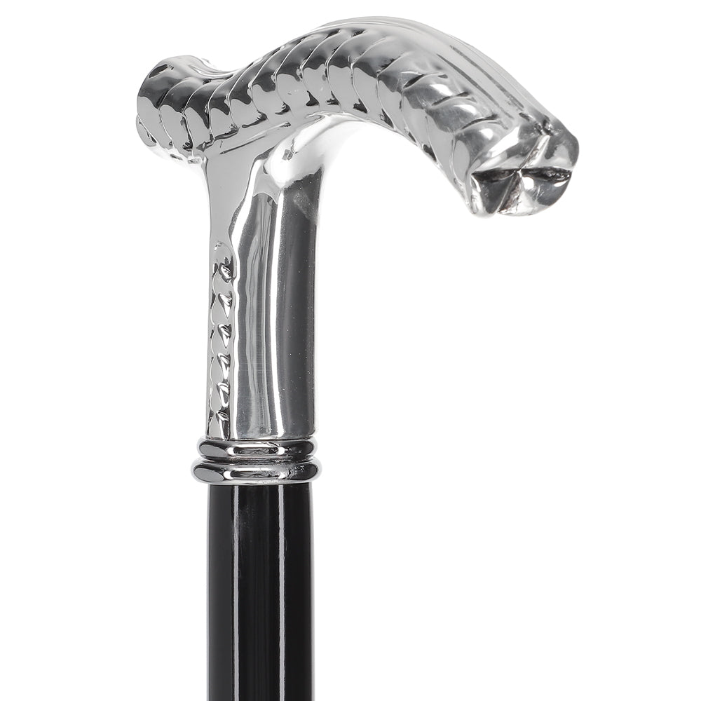 Italian Luxury: Fritz Leaves Handle Cane, In 925r Silver Low Pice