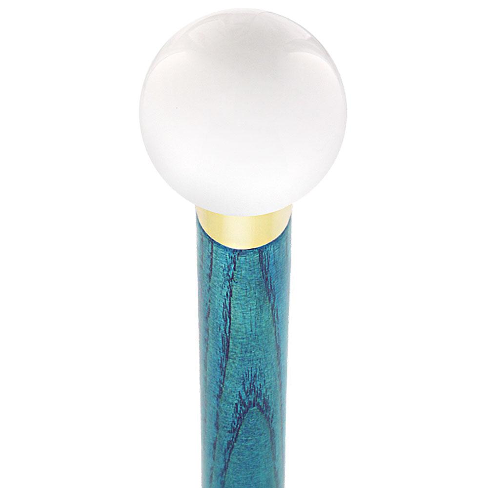 Winter White Round Knob Cane w/ Custom Color Ash Shaft & Collar For Sale Finishline