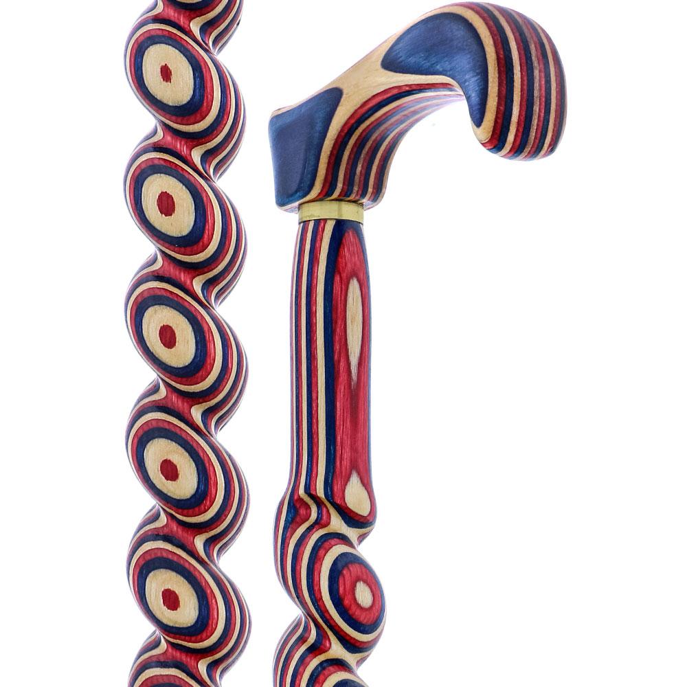 USA-Made Patriotic Twisted Spiral Cane: Red, White & Blue Fashionable Cheap Pice