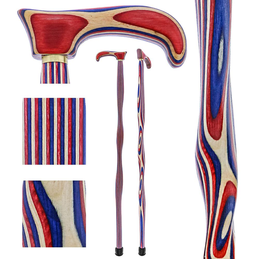 USA-Made Patriotic Twist Cane: Red, White & Blue Laminate Online Shop From China