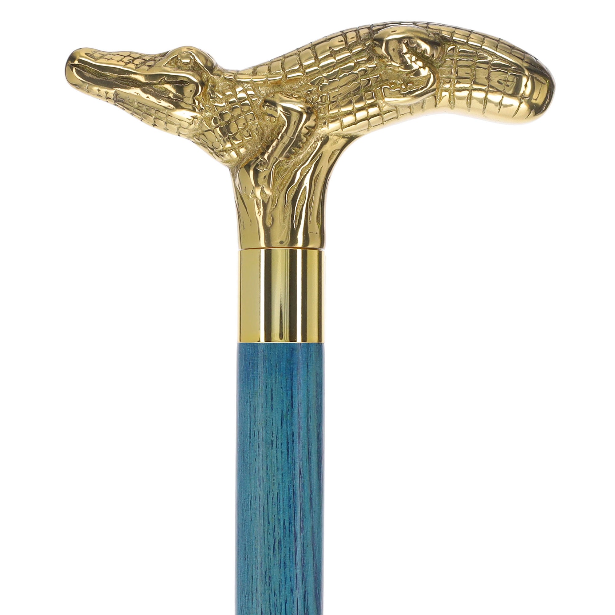 Premium Brass Alligator Handle Cane: Stained Custom Color Shaft Ebay