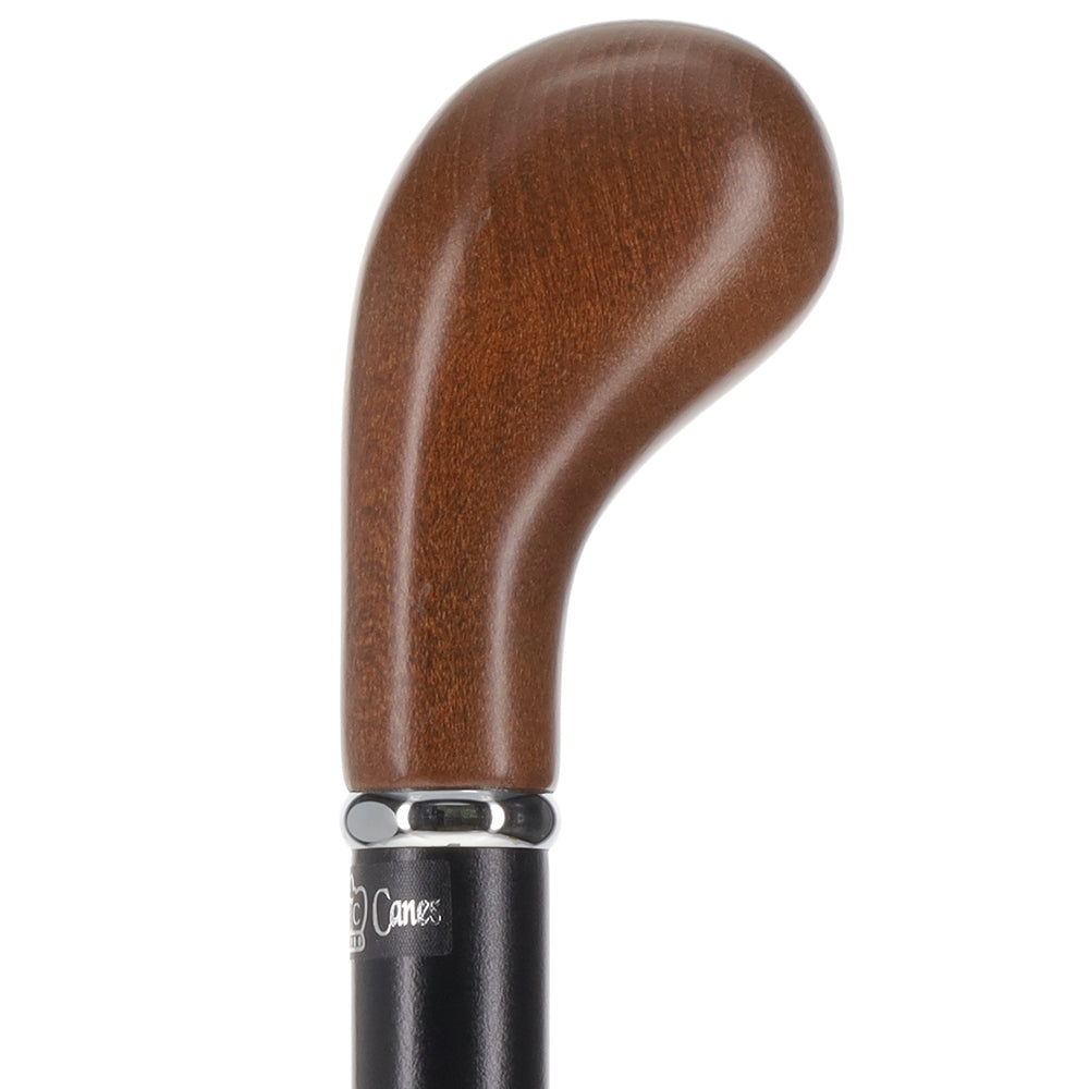 Scratch and Dent Espresso Knob Handle Walking Stick With Black Beechwood Shaft and Silver Collar V2125 Explore