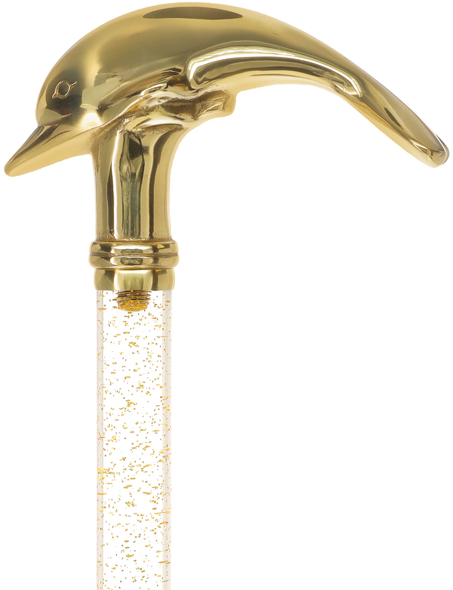 Crystal Elegance Brass Dolphin Cane with Invisible Acrylic Shaft Options Discount Authentic Online