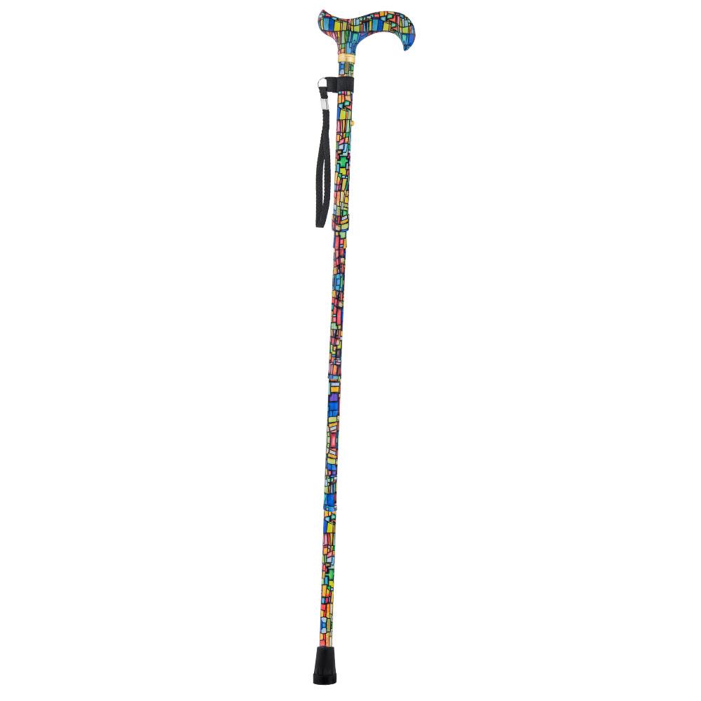 Mosaic Stained: Designer Pattern Folding Adjustable Cane Clearance Reliable