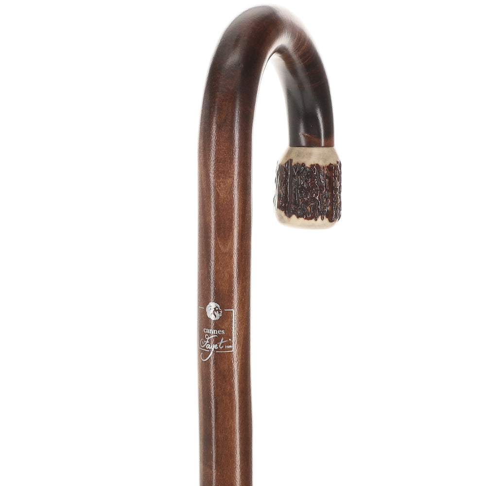 French Stag Horn Tourist Walking Cane: Dark Maple Shaft Affordable Cheap Pice