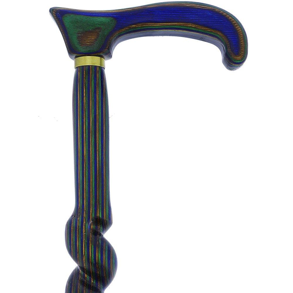 Scratch and Dent USA-Made Twisted Spiral Cane: Blue Green & Brown Laminate V3441 Exclusive Online