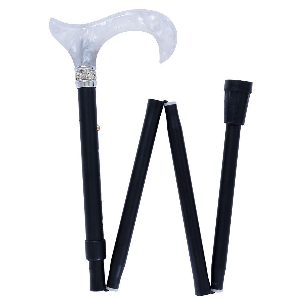 Scratch and Dent Rhinestone Pearlz Designer Folding Cane: Elegant Black & White V3078 Good Selling Online