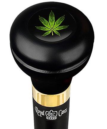 Scratch and Dent Marijuana Leaf Flask Walking Stick w/ Black Beechwood Shaft & Brass Collar V2250 Discount Footaction