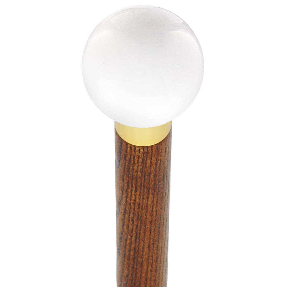 Winter White Round Knob Cane w/ Custom Color Ash Shaft & Collar For Sale Finishline