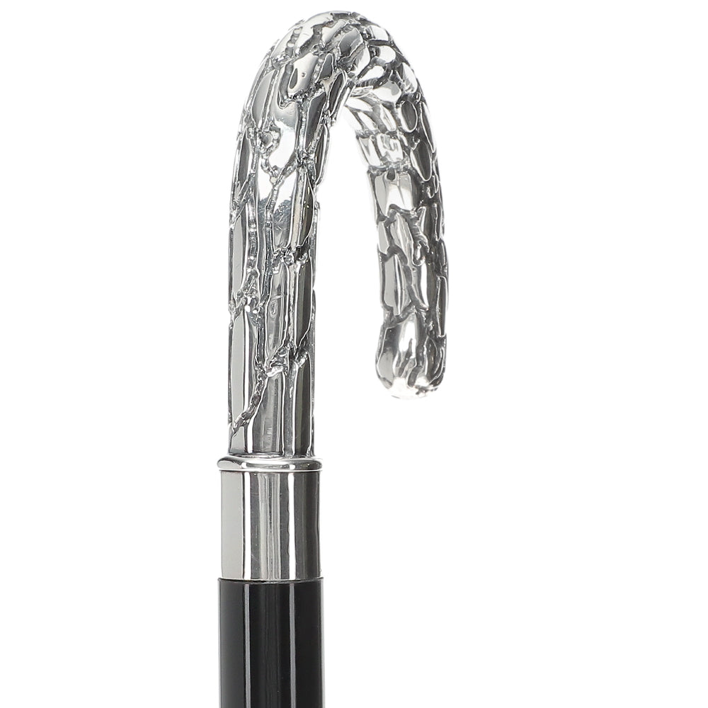 Italian Luxury: Embossed Tourist Cane, Crafted in 925r Silver Buy Cheap Best Store To Get