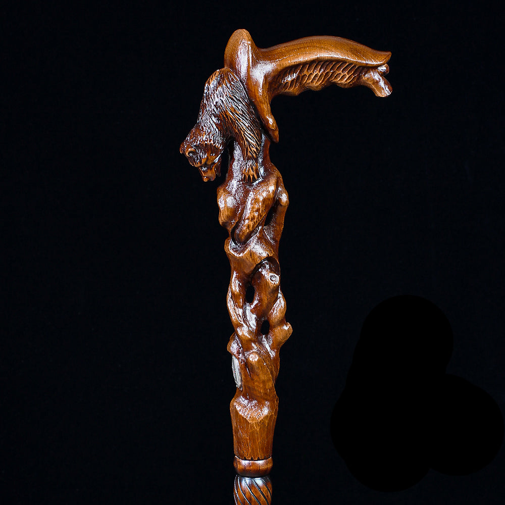 Scratch and Dent Awakening Bear (dark) Artisan Intricate Handcarved Cane V2409 Visit Online