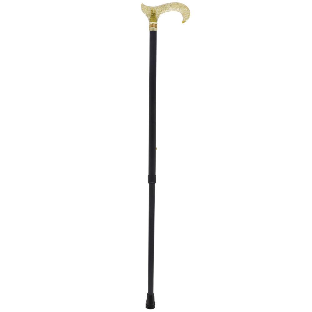 Gold Sparkle Designer Glitter Derby Handle Walking Cane w/ Rhinestone Collar Great Deals Sale Online