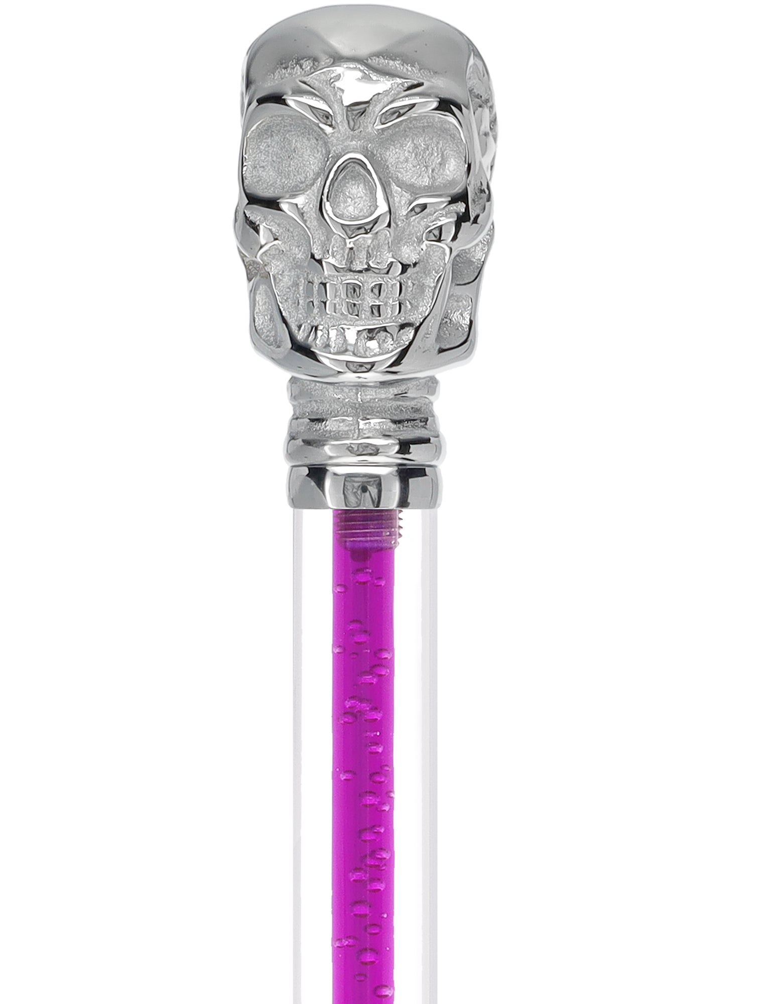 Color Crystal Elegance Chrome Skull Cane with Invisible Acrylic Shaft Options Discount Great Deals