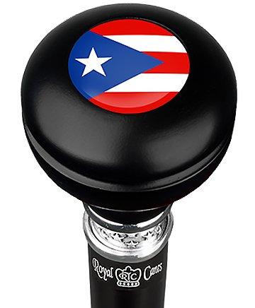 Puerto Rico Flag Emblem Knob Stick: Large Knob, Pewter Collar 100% Original