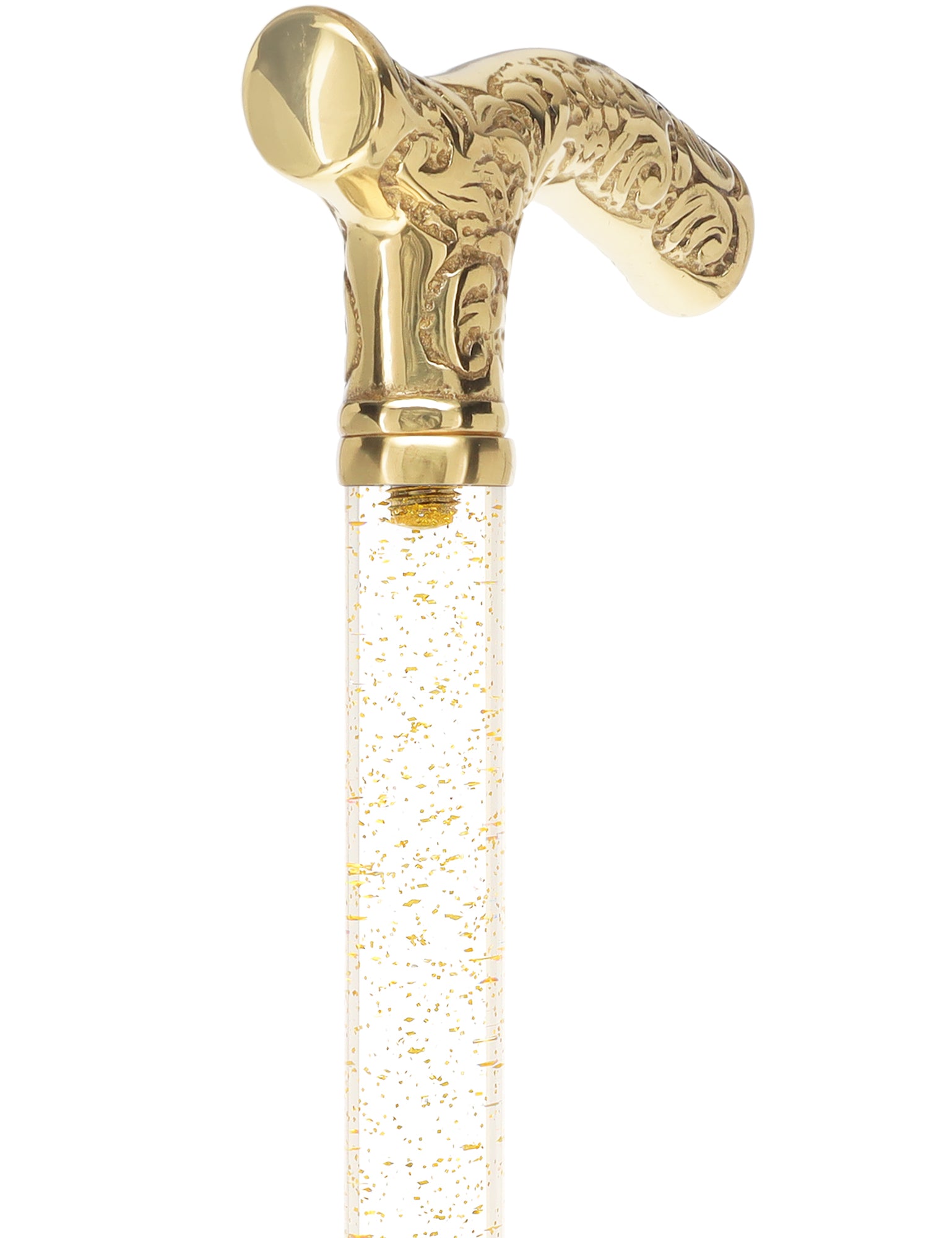 Crystal Elegance Brass Fritz Cane with Invisible Acrylic Shaft Options Cheap Very Cheap